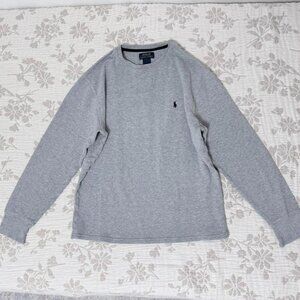 Grey Polo Ralph Lauren Shirt Waffle Knit Long Sleeve Tshirt
